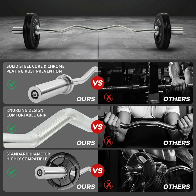 FlexWave 48-Inch Olympic Super Curl Barbell， EZ Curl Bar，350LB