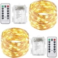 thumbnail image 1 of Paquete de 2 luces LED con control remoto, 16 pies, 8 modos, 50 LED, cable impermeable, luces estrelladas, luciérnagas parpadeantes para patio, jardín, decoración de fiestas, 1 of 5