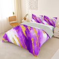 thumbnail image 2 of Homewish Watercolor Marble Bedding,Classic Contemporary Duvet Cover Full,Purple Gold,Light Gray Reversible,3-Piece,1 Duvet Cover and 2 Pillowcases, 2 of 6