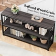 thumbnail image 6 of LVB  Console Table, Metal and Wood Sofa Table, Rustic Entryway Table with Storage, Modern 3 Tier Shelf Long Foyer Tables Behind Couch for Home Living Room Hallway, Dark Gray Oak, 55 Inch, 6 of 20
