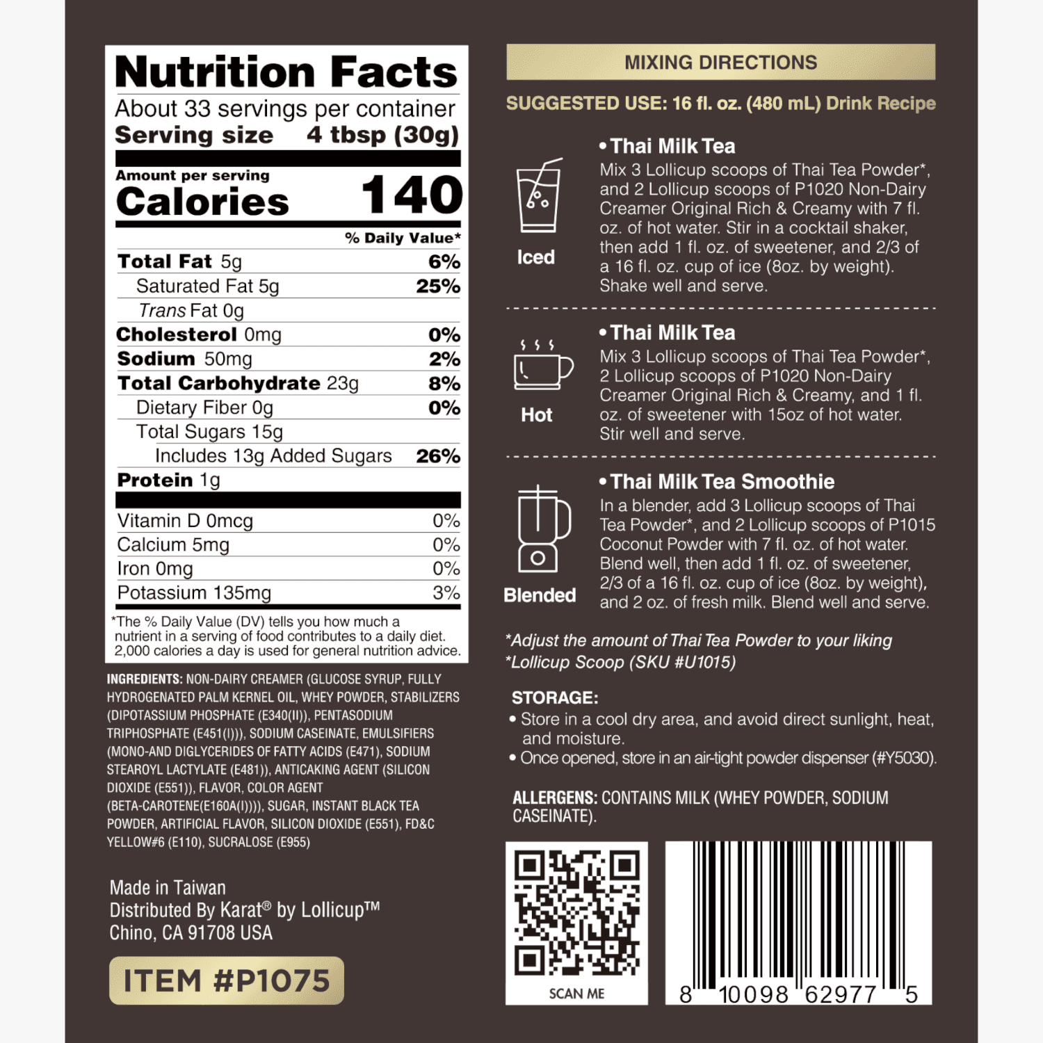 Tea Zone Thai Tea Powder - Bag (2.2 lbs)