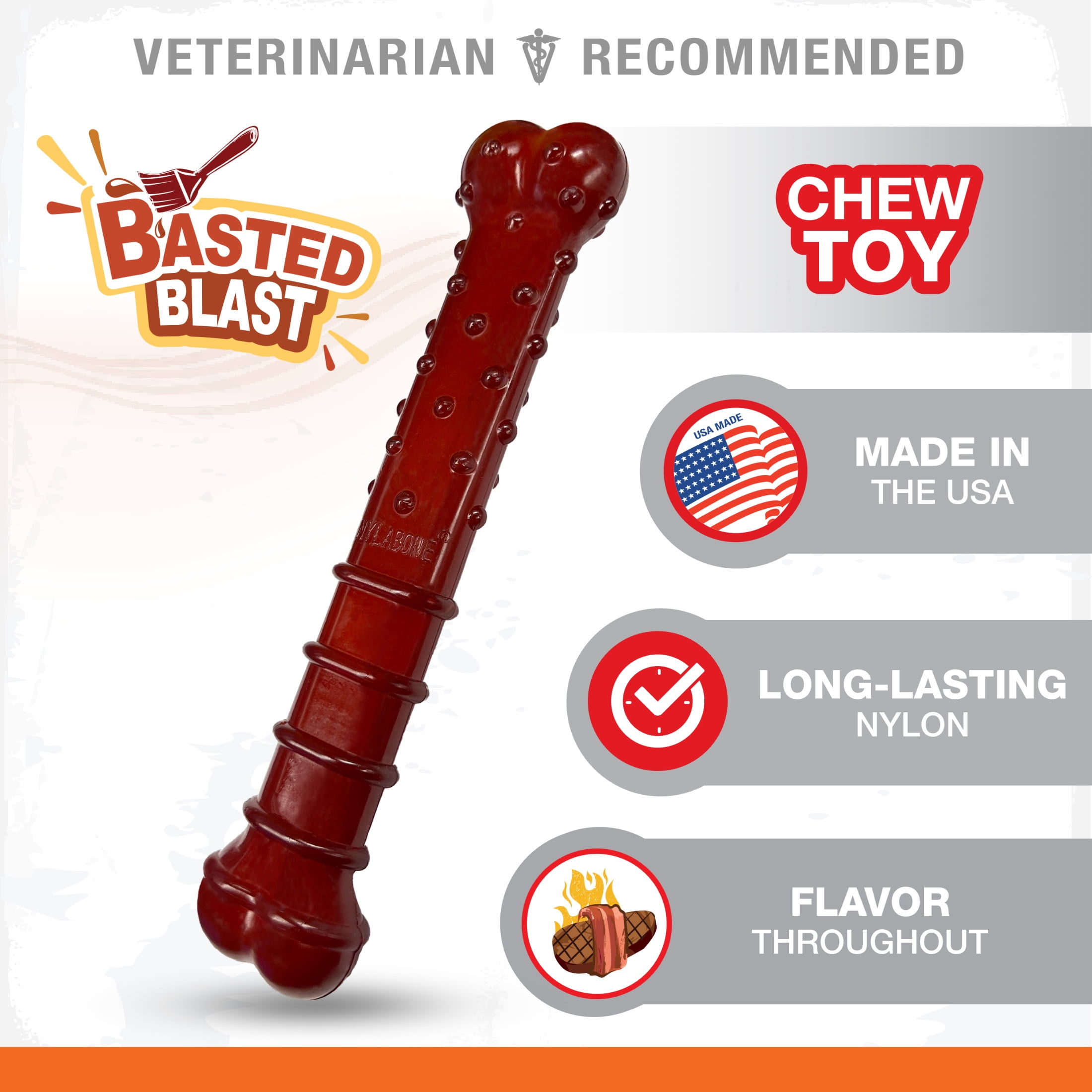 Nylabone Power Chew Basted Blast Textured Bone Dog Chew Toy Large (1 Count)