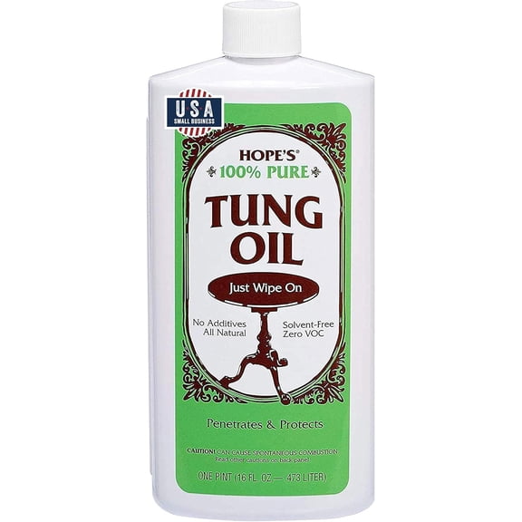 100% Pure Tung Oil, Food Safe, Premium Waterproof Natural Wood Finish and Sealer for Indoor and Outdoor Projects,16 Fl Oz, 1 Pack