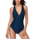 thumbnail image 4 of Advancent Traje de baño de una pieza de poliéster de alta elasticidad y artesanía exquisita para mujer, traje de baño Push Up para nadar Traje de baño Azul METRO, 4 of 6