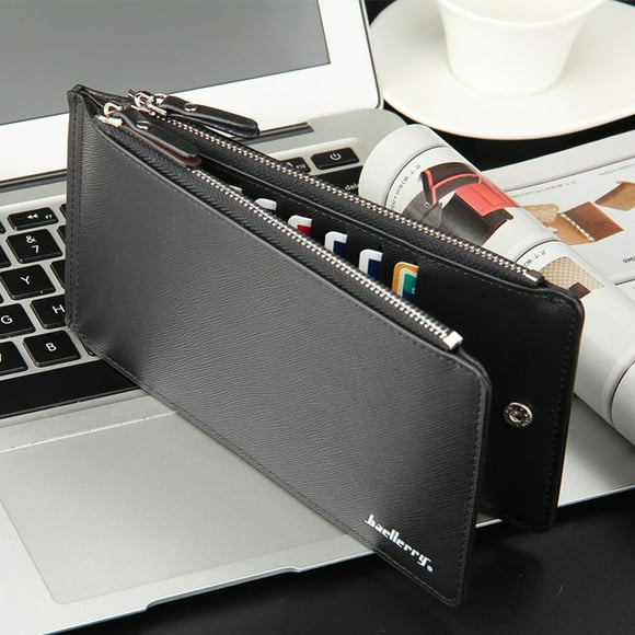 TopLLC Men's Wallets Men's Business Style Leather Card Billfold Purse Long Wallet Men Bags