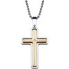 Polished Cross with CZ Accent Two-Tone Stainless Steel Pendant, 20"