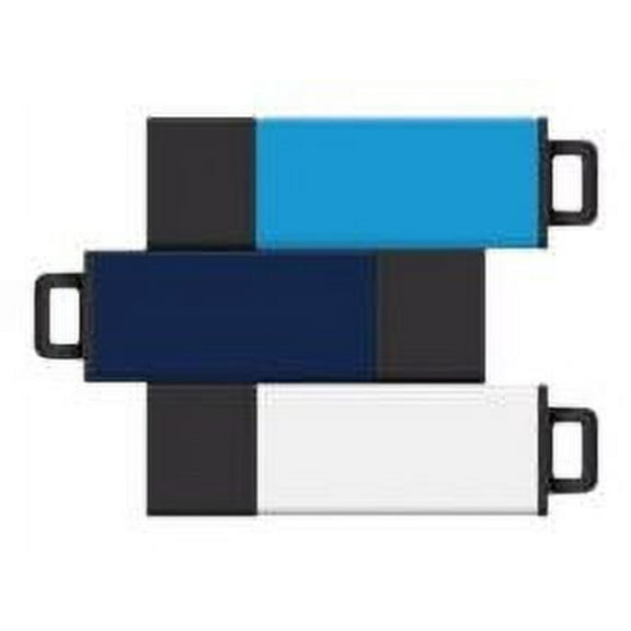 8GB USB 2.0 Pro2 3Pk (Aqua, Blue, White)