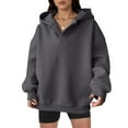 thumbnail image 2 of Womens Oversized Hoodies V Neck Sweatshirts Long Sleeve Pullover Loose Clothes 2025 Fall Trendy Tops Dark Gray XL, 2 of 7