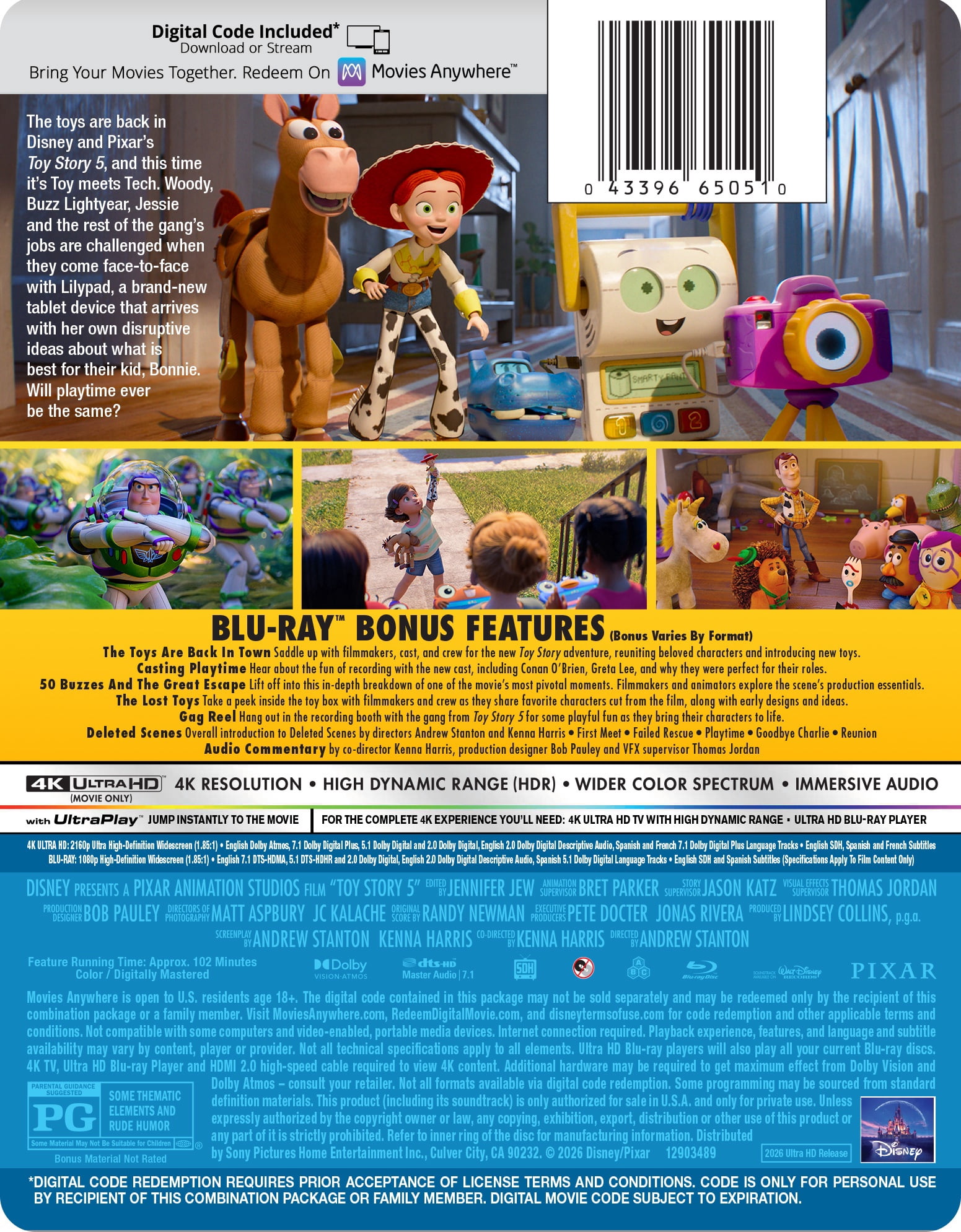 Toy Story 5 (Steelbook) (4K Ultra HD + Blu-ray + Digital Copy) Disney-Pixar, Adventure, Animation, Comedy, Children, Family