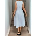 thumbnail image 6 of Women'S High Waist Sleeveless Striped Solid Color Dress 2025 Summer New Style Dress Blue S, 6 of 9