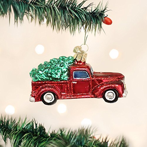 Adornos navideños del Viejo Mundo: Viejo camión con adornos de vidrio de árboles soplados para árbol de Navidad (46029) Old World Christmas Ver descripción