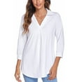 thumbnail image 1 of Sexy Dance Top de mujer con manga 3/4 y blusa holgada con cuello en V, 1 of 7