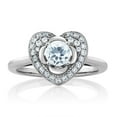 thumbnail image 2 of Gem Stone King 0.67 Ct Round Sky Blue Aquamarine 925 Sterling Silver Heart Ring (Size 8), 2 of 3