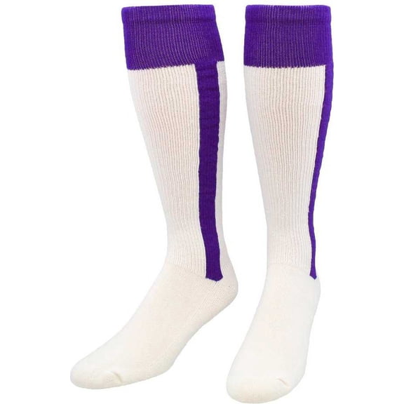 TCK 2-N-1 Premium Knee High Stirrup Socks - Purple White