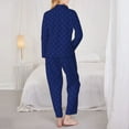 thumbnail image 5 of Junzan Navy Blue Print Womens Pajama Sets,Long Sleeve Button Down For Women Pjs 2 Piece, 5 of 9