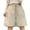 #3Beige, variant on Byworldtasic Womens Shorts Women's Elastic Waist Knee Length Casual Cotton Bermuda Shorts with Drawstring