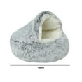 thumbnail image 2 of Calming Dog Beds & Cat Cave Bed With Hooded Cover, For Small Pets,Anti-Slip Faux Fur Fluffy Bed, Outer Diameter 40Cm - grey, 2 of 5