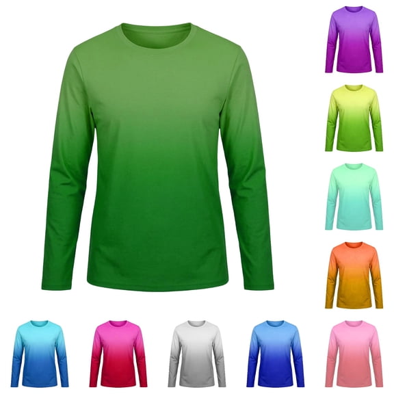GobdXE Boys Gradient Long Sleeve Crew Neck Rash Guard UPF 50 UV Protection Sun Shirt for Beach Pool Outdoor Army Green,7-8 Years