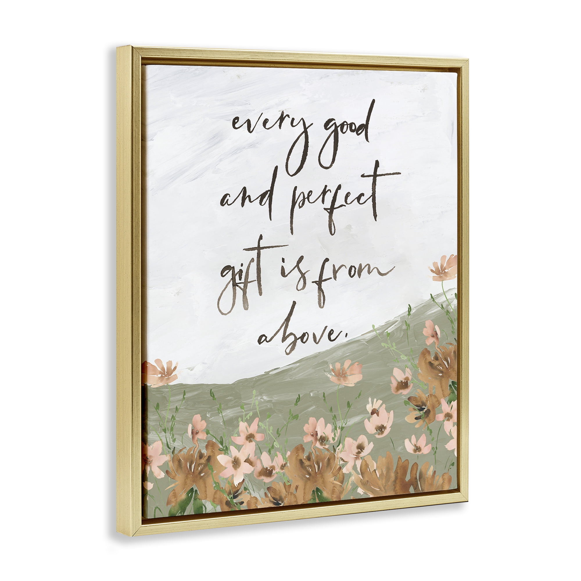 Stupell Industries Gifts From Above Religious Painting Gold Floater Framed Art Print Wall Art, 17 x 21