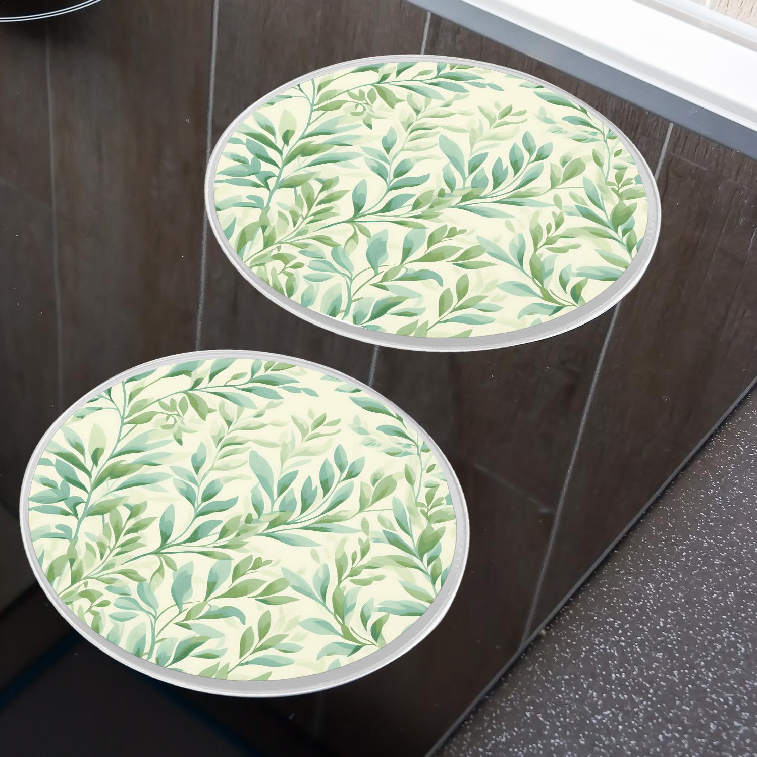 Metal Stove Burner Covers 4 Pcs Metal Round Stove Burner Covers 8Inch And 10Inch ,Abstract Green Leaves pattern, for Home Decor Cooktop Decorative