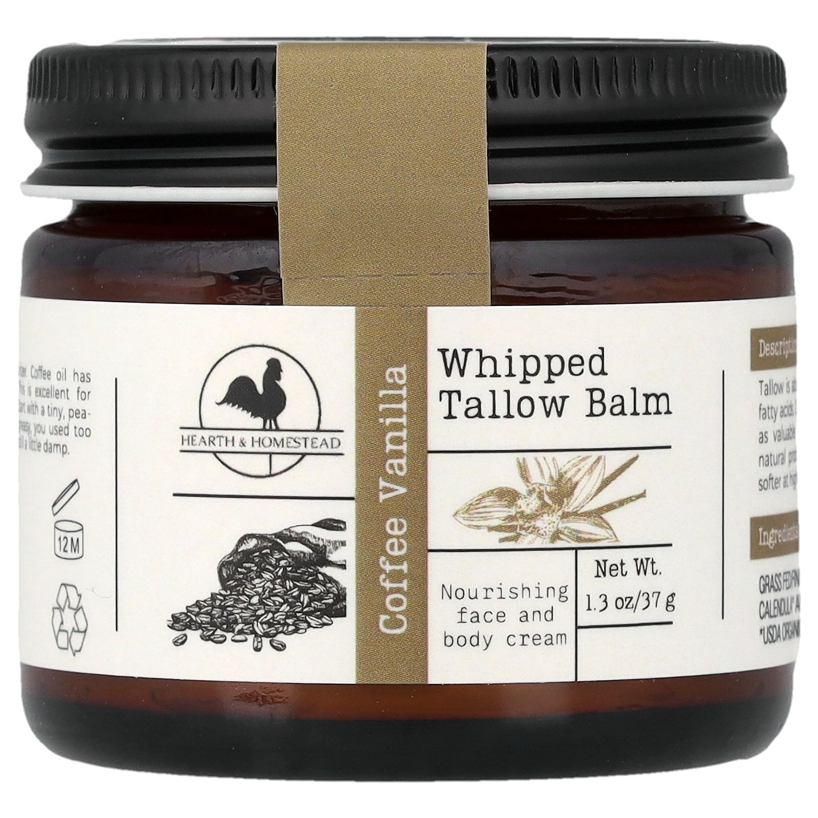 Coffee Vanilla Whipped Tallow Balm: Hearth and Homestead 1.3 oz