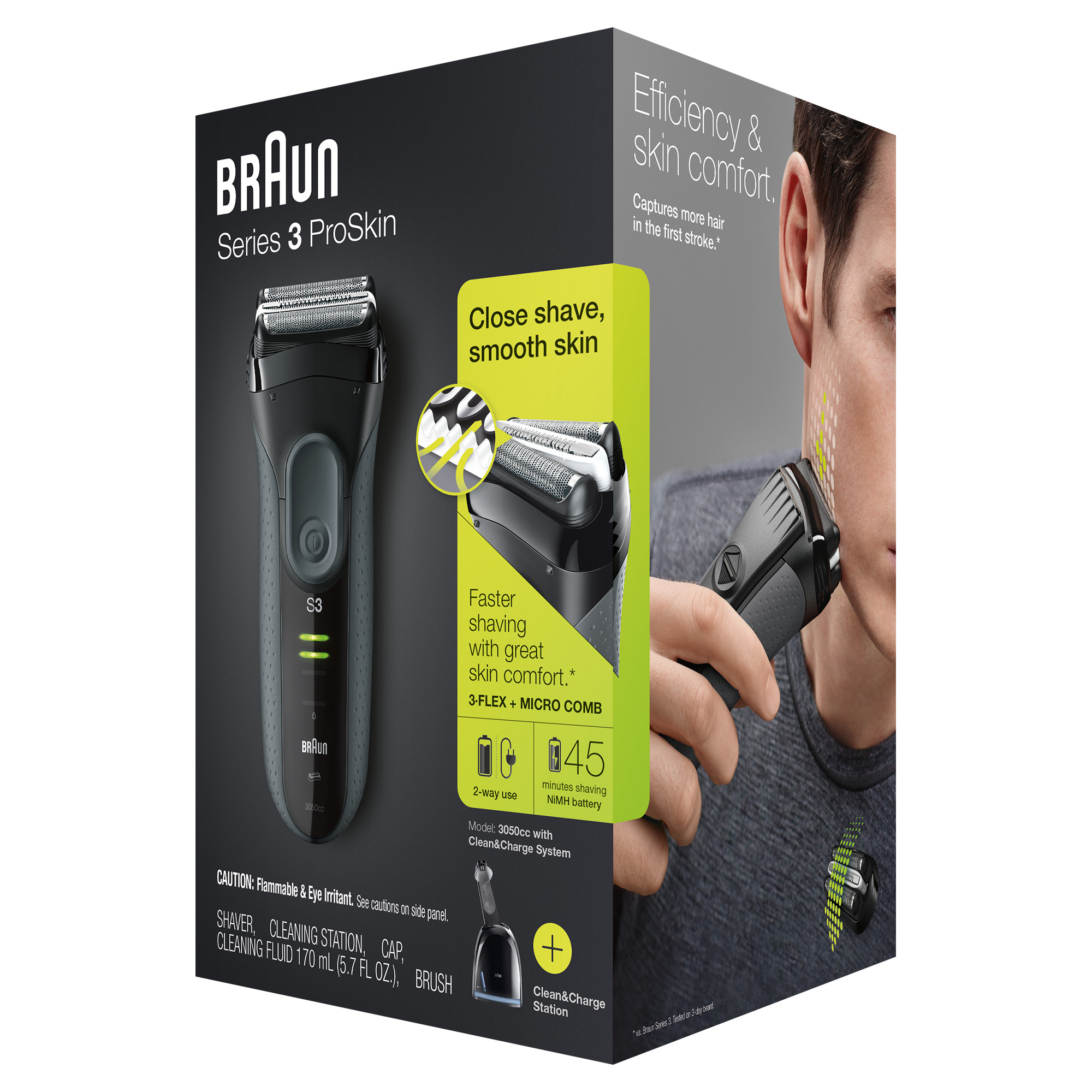 Braun Series 3 ProSkin 3050cc Wet Dry Electric Shaver, Clean Station - image 2 of 6