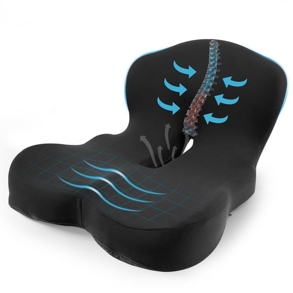 Cojín de Espalda y de Silla Combinado, Cojin para Coxis y Soporte Lumbar de Espuma Memoria, Almohada Lumbar Kit Ergonómica, Aliviar La Ciática, con Funda Lavable, para
