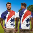 thumbnail image 5 of Binienty Fashion Palm Tree Funny Couple Golf Shirts Versatile Casual His and Hers Golf Shirts with Zip Up Collar Classic Fit Short Sleeve Athletic Tops for Golf Running Sports, 5 of 7