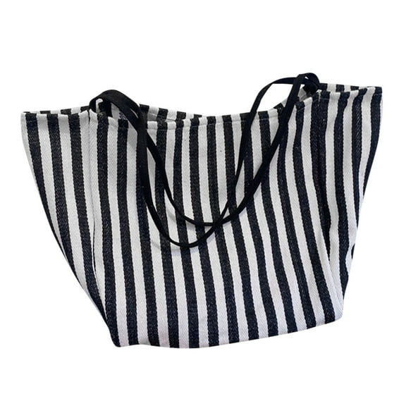 XIANXIAN Striped Bag Big Canvas Tote Bag for Women Summer Beach Classical Fabric Soft Large Handbag Female Large Casual Top Handle Bag