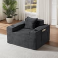thumbnail image 4 of Leumius Single Cloud Sofa,Boneless Accent Chair with Cupholders,Upholstered Corduroy Fabric Modern Armchair with Deep Seats for Living Room Bedroom,Dark Gray, 4 of 7