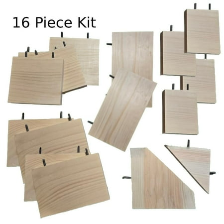Chinchilla Budget Bundles Ledge Set 16 Piece Kit - Kiln Dried Pine Shelves & Mounting Hardware for Chinchilla & Small Animal Cage