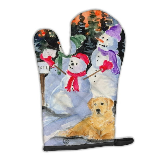 Snowman with Golden Retriever Oven Mitt