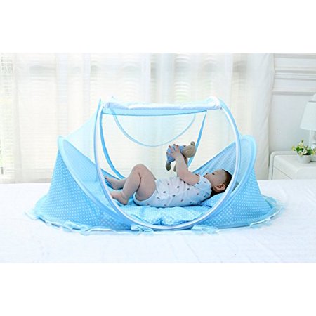 Toddler Travel Crib (Hot Sale Baby Infant Portable Folding Travel Bed,Crib Canopy Mosquito Net Tent Portable Baby Cots Crib Sleeper Bed with One Pillow for 0-18)