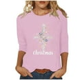thumbnail image 3 of Craaazy Women's Shirts Christmas Printed 3/4 Sleeve Casual Tops Gifts, 3 of 5