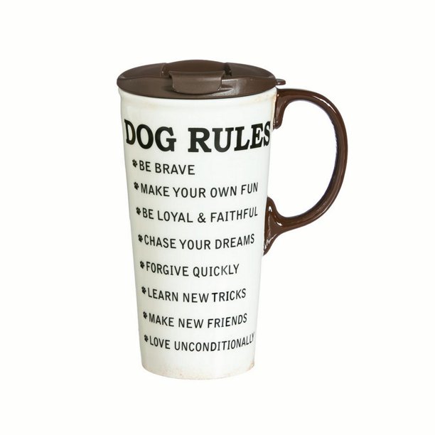Cypress Home Ceramic Travel Cup W Metallic Accents 17 Oz Dog Rules Walmart Com Walmart Com