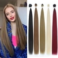 thumbnail image 4 of Paquete de cabello lacio, extensión de cabello sintético súper largo, tejido de cabello lacio Yaki falso, color naranja, de punta a punta YunRong, 4 of 5