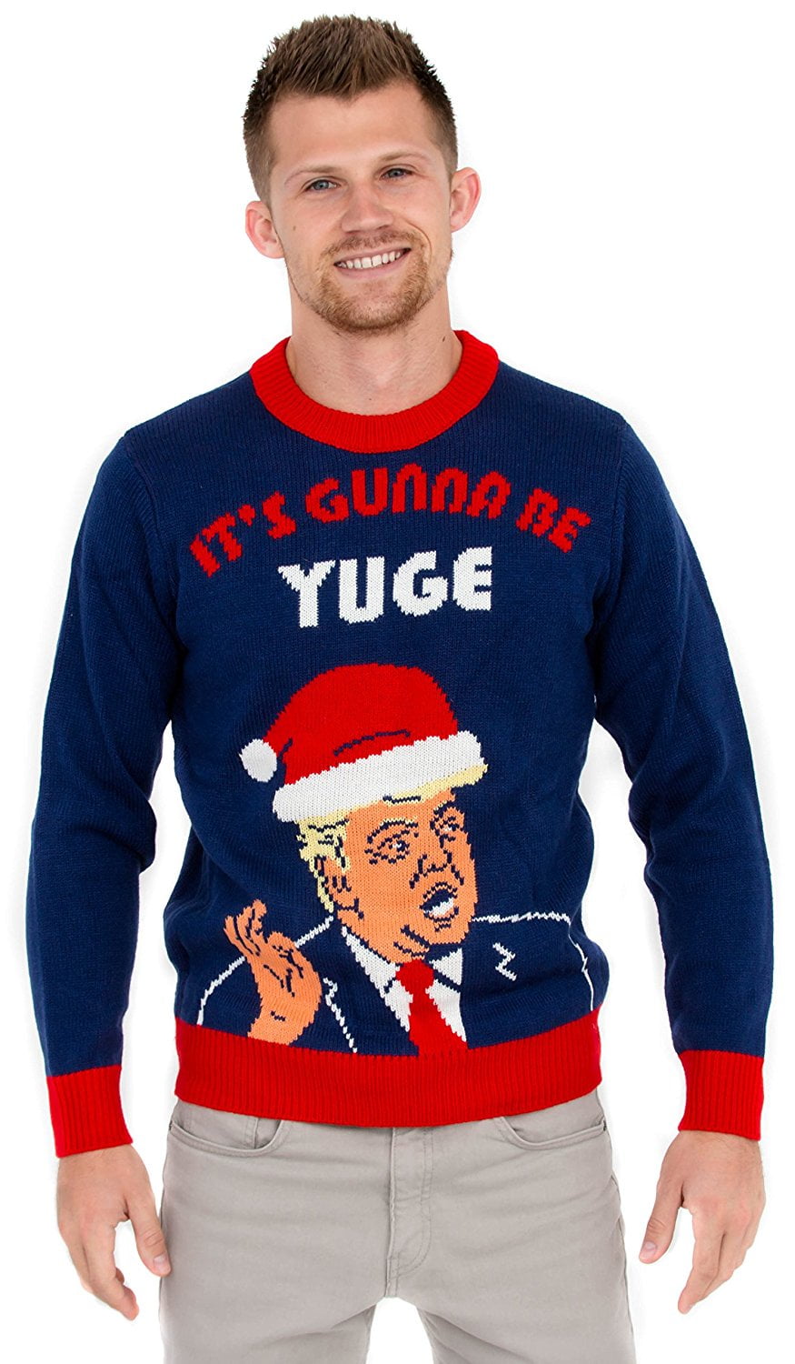 Donald Trump Christmas Sweatshirt for Men Women Ugly Trump Xmas Sweater Party 