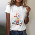 thumbnail image 2 of Blusa de manga corta de verano con cuello redondo para mujer a la moda, camisetas con estampado informal Fridja hjk3439, 2 of 7