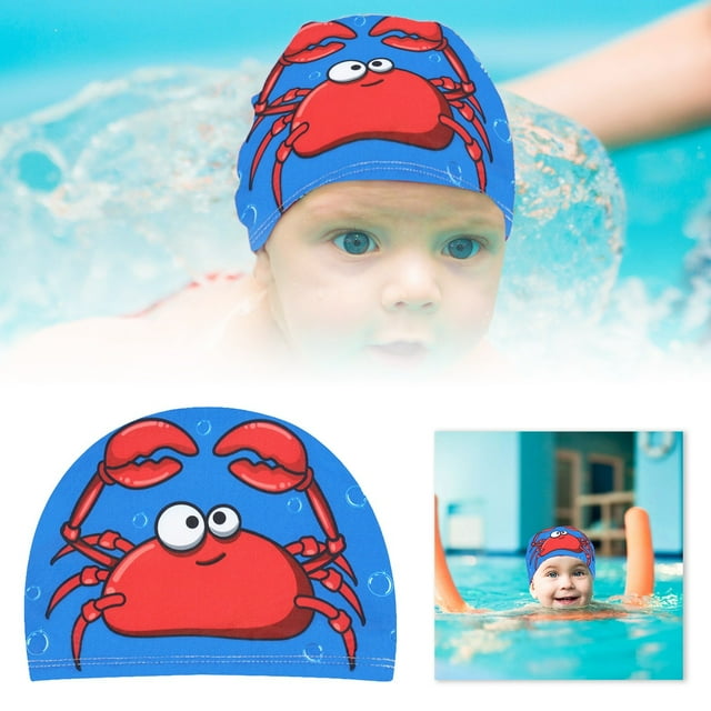 Kids Swim Cap with Ear Comfortable Cartoon Print Fashionable Cloth Design for Boys Girls Hot Spring Pool