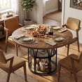 thumbnail image 4 of Table à Manger Ronde de 47 Pouces Gain de Place pour 4 à 6 – Table de Cuisine Industrielle Moderne en Bois avec Tablette de Rangement – Cadre en Métal Robuste – Idéale pour Appartement, Salle à Manger, Bureau – Brun, 4 of 8
