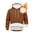 thumbnail image 6 of ZQUUVOU Men's Fleece Lined Hoodie Long Sleeve Adjustable Drawstring Hooded Solid Color Pullover with Pocket Brown, 6 of 9