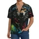 thumbnail image 1 of Fotbe Vintage Wolf Warrior Camisa Estampada de Manga Corta para Hombre, Casual de Verano, Estilo Playero, Sin Arrugas-Large, 1 of 5