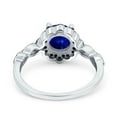 thumbnail image 3 of Flower Wedding Ring Black Simulated Blue Sapphire CZ 925 Sterling Silver Size 7, 3 of 5