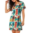 thumbnail image 2 of Pofeuu Colorful Hawaii Palms Print Women's Loose Fit Short Sleeve Nightgown, Comfortable Sleep Dress for Women, Casual Lounge Sleepwear, Soft Cotton Sleep Dress, 2 of 6