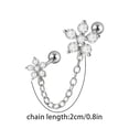thumbnail image 5 of Trendy Stainless Steel Double Pierced Chain Ear Ring for Women Colorful Zircon Piercing Stud Earring Fashion Jewelry, 5 of 16
