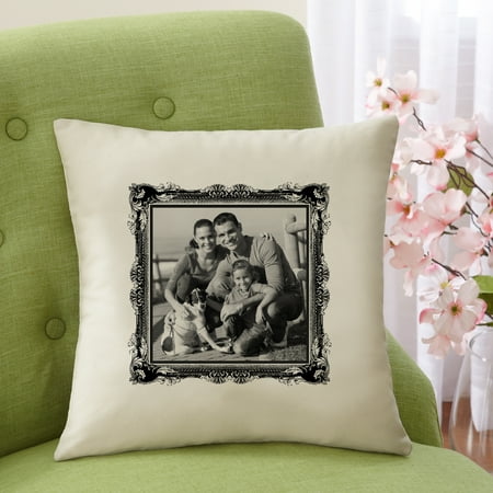 Personalized Photo Accent Pillow With Antique Border 15"x15