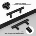 thumbnail image 4 of knobelite 1 Pack 64mm(2.5inch) Hole Centers Cabinet Handles Matte Black Cabinet Handles Cabinet Handles Stainless Steel Kitchen Cabinet Door Handles and Pulls Cabinet Knobs Length 100mm(4inch), 4 of 5