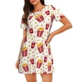 thumbnail image 1 of Fotbe Popcorn Bata de Dormir para Mujer con Estampado, Camisón de Algodón de Manga Corta, Ropa de Dormir Casual, 1 of 6