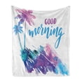 thumbnail image 1 of Saying Soft Flannel Fleece Throw Blanket, Tropical Hawaii Palm Trees Watercolor Stencil Design and Splashed Ink, Cozy Plush for Indoor and Outdoor Use, 50" x 70", Multicolor, by Ambesonne, 1 of 6