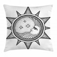 thumbnail image 1 of Occult Decor Throw Pillow Cushion Cover, Moon inside the Sun with Stars Alchemy Clandestine Esoteric Solar Crescent Art, Decorative Square Accent Pillow Case, 24 X 24 Inches, Black Grey, by Ambesonne, 1 of 2